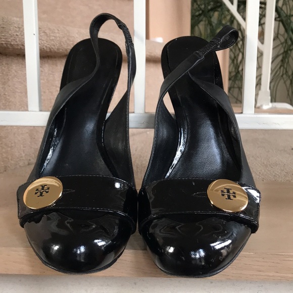 Tory Burch sling back black pumps size 7.5 - Picture 2 of 11
